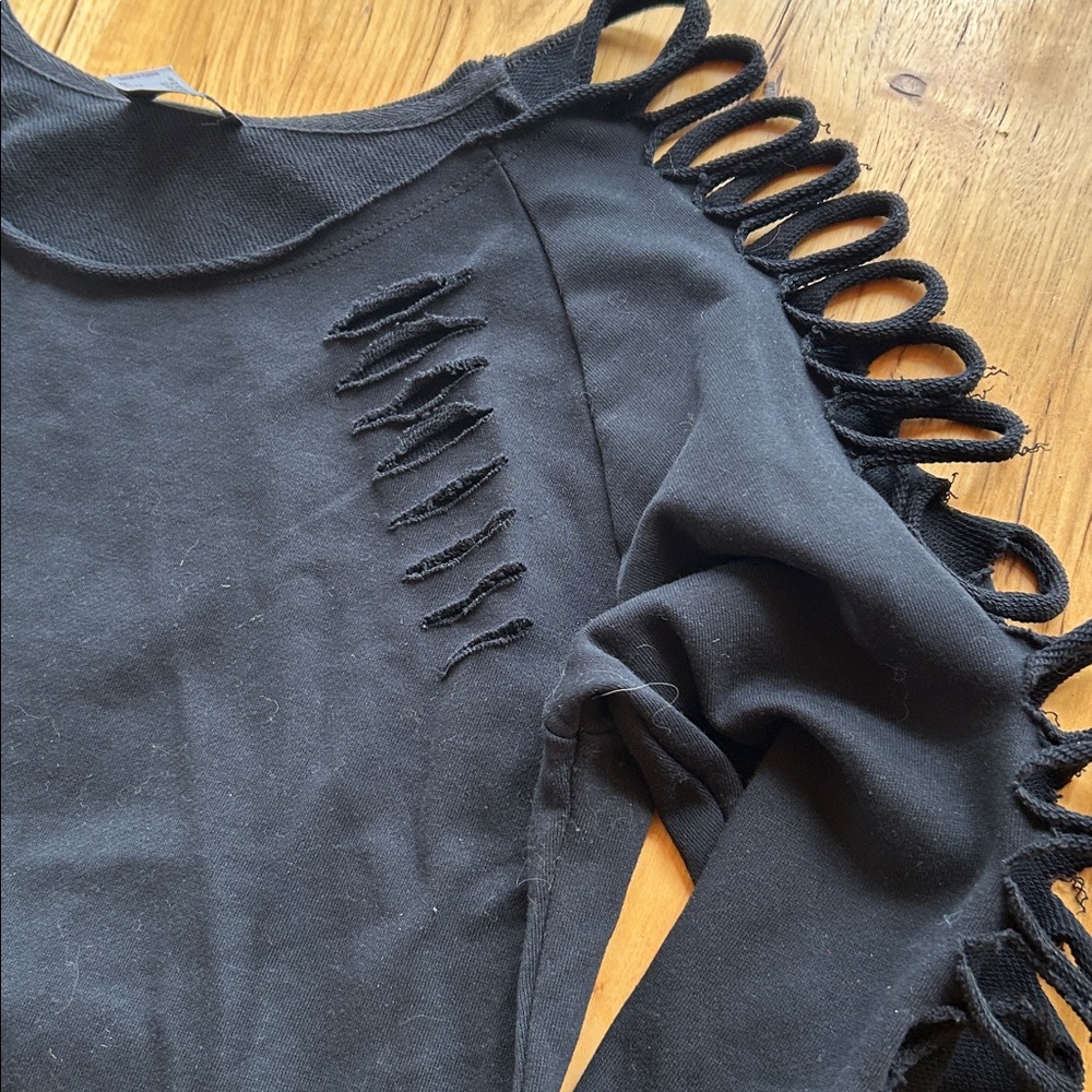 VENUS Black Cut Out Sleeve Sweatshirt - Picture 10 of 10